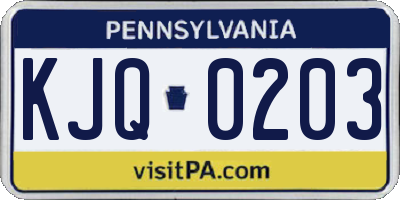 PA license plate KJQ0203