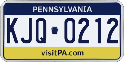PA license plate KJQ0212