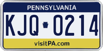 PA license plate KJQ0214