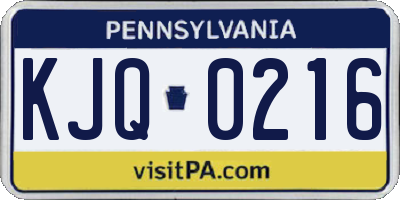 PA license plate KJQ0216