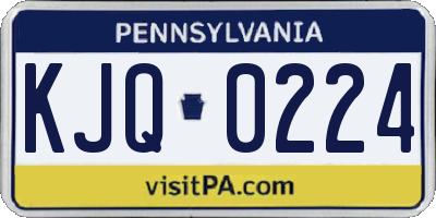 PA license plate KJQ0224