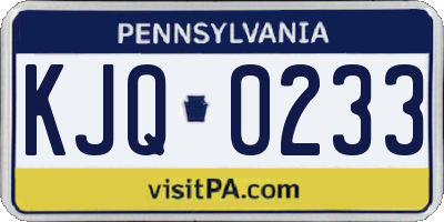 PA license plate KJQ0233