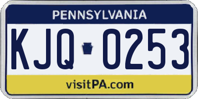 PA license plate KJQ0253