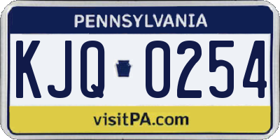 PA license plate KJQ0254