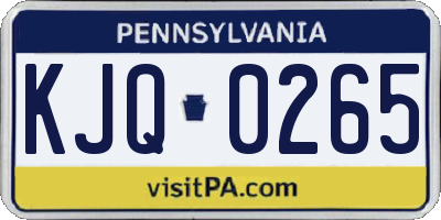 PA license plate KJQ0265