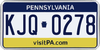 PA license plate KJQ0278