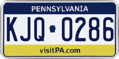 PA license plate KJQ0286