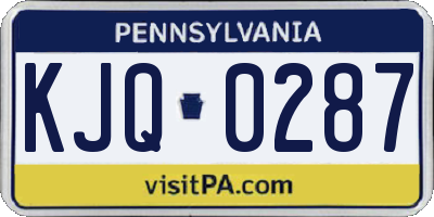 PA license plate KJQ0287
