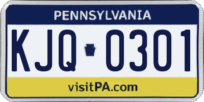 PA license plate KJQ0301