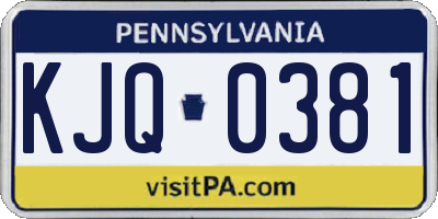 PA license plate KJQ0381