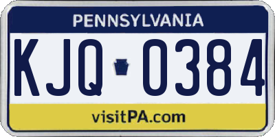 PA license plate KJQ0384