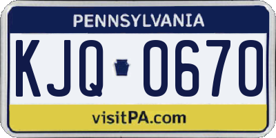 PA license plate KJQ0670