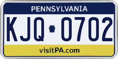 PA license plate KJQ0702