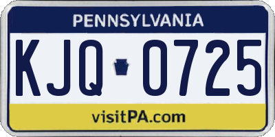 PA license plate KJQ0725