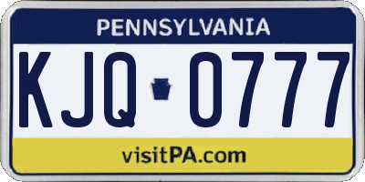 PA license plate KJQ0777