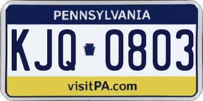 PA license plate KJQ0803