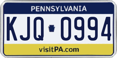 PA license plate KJQ0994
