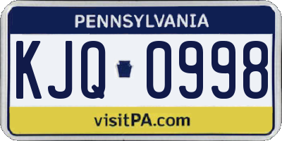 PA license plate KJQ0998