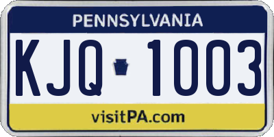 PA license plate KJQ1003