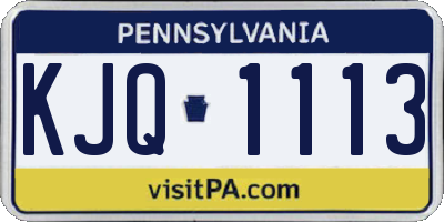 PA license plate KJQ1113