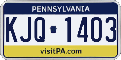 PA license plate KJQ1403
