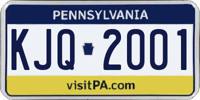 PA license plate KJQ2001