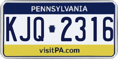PA license plate KJQ2316