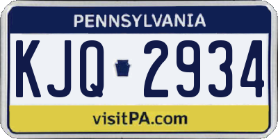 PA license plate KJQ2934