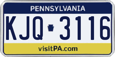PA license plate KJQ3116