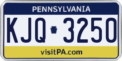 PA license plate KJQ3250