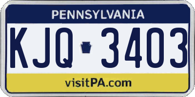 PA license plate KJQ3403