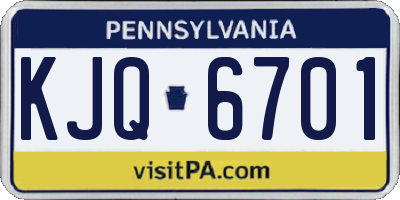 PA license plate KJQ6701