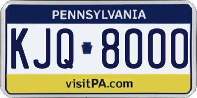 PA license plate KJQ8000