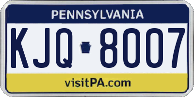 PA license plate KJQ8007