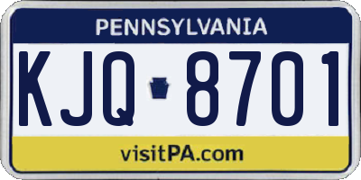 PA license plate KJQ8701