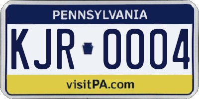 PA license plate KJR0004