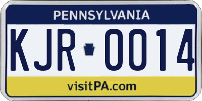 PA license plate KJR0014