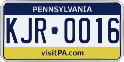 PA license plate KJR0016