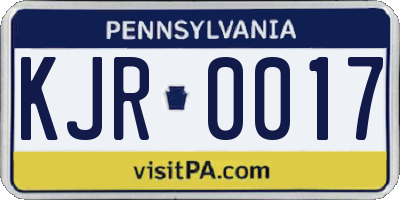 PA license plate KJR0017