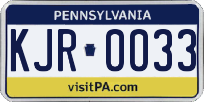 PA license plate KJR0033