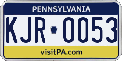 PA license plate KJR0053