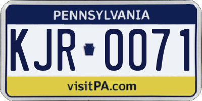 PA license plate KJR0071