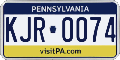 PA license plate KJR0074