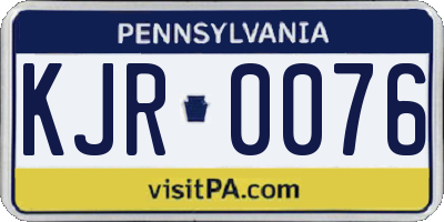 PA license plate KJR0076