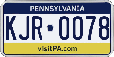 PA license plate KJR0078