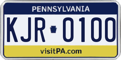 PA license plate KJR0100