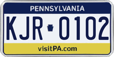 PA license plate KJR0102