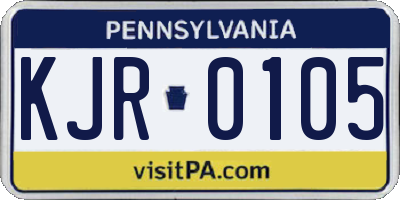 PA license plate KJR0105
