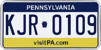PA license plate KJR0109