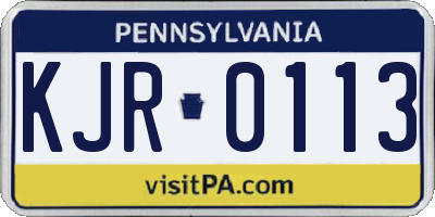 PA license plate KJR0113